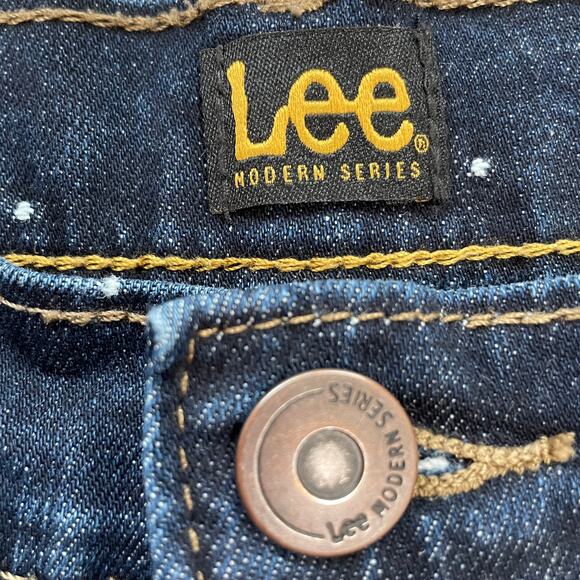 LEE Modern Series Blue Denim Dotted Straight Leg Jeans 4 - Picture 9 of 13